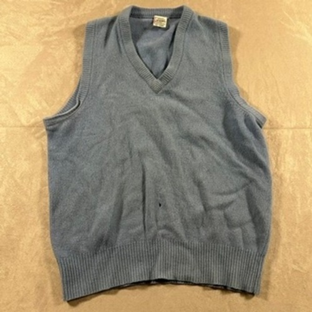 Spiegel Sweater Vest Mens Lambswool Blend V-Neck Medium Blue